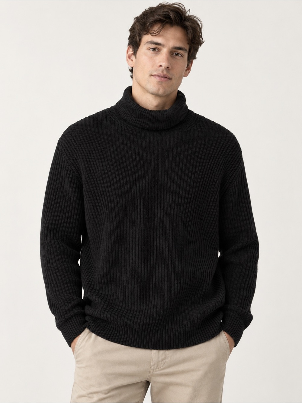 Lefties Man Men’s L Black Ribbed Turtleneck Sweater NWT 100% Acrylic